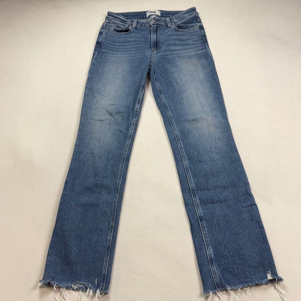 PAIGE Cindy High Rise Straight Leg Raw Hem Blue Jeans Size 26